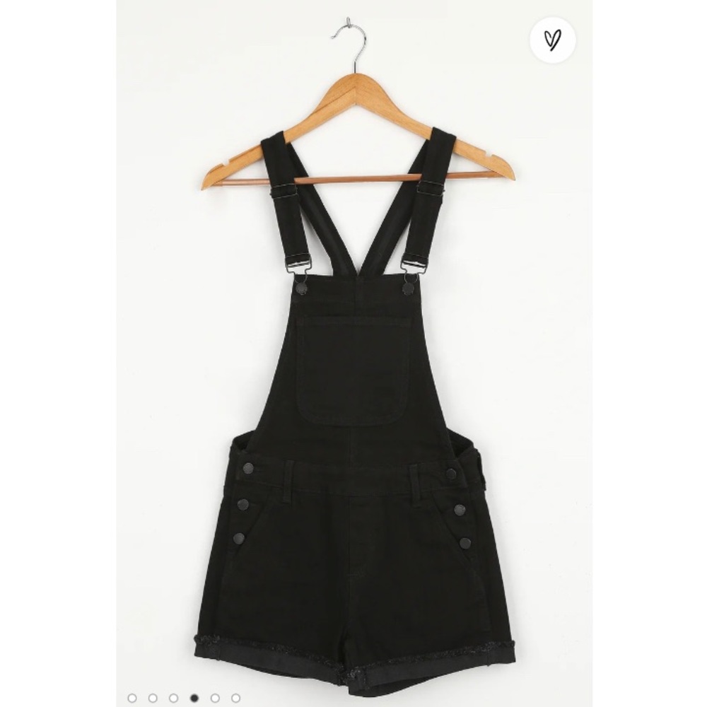 Black denim overall shorts